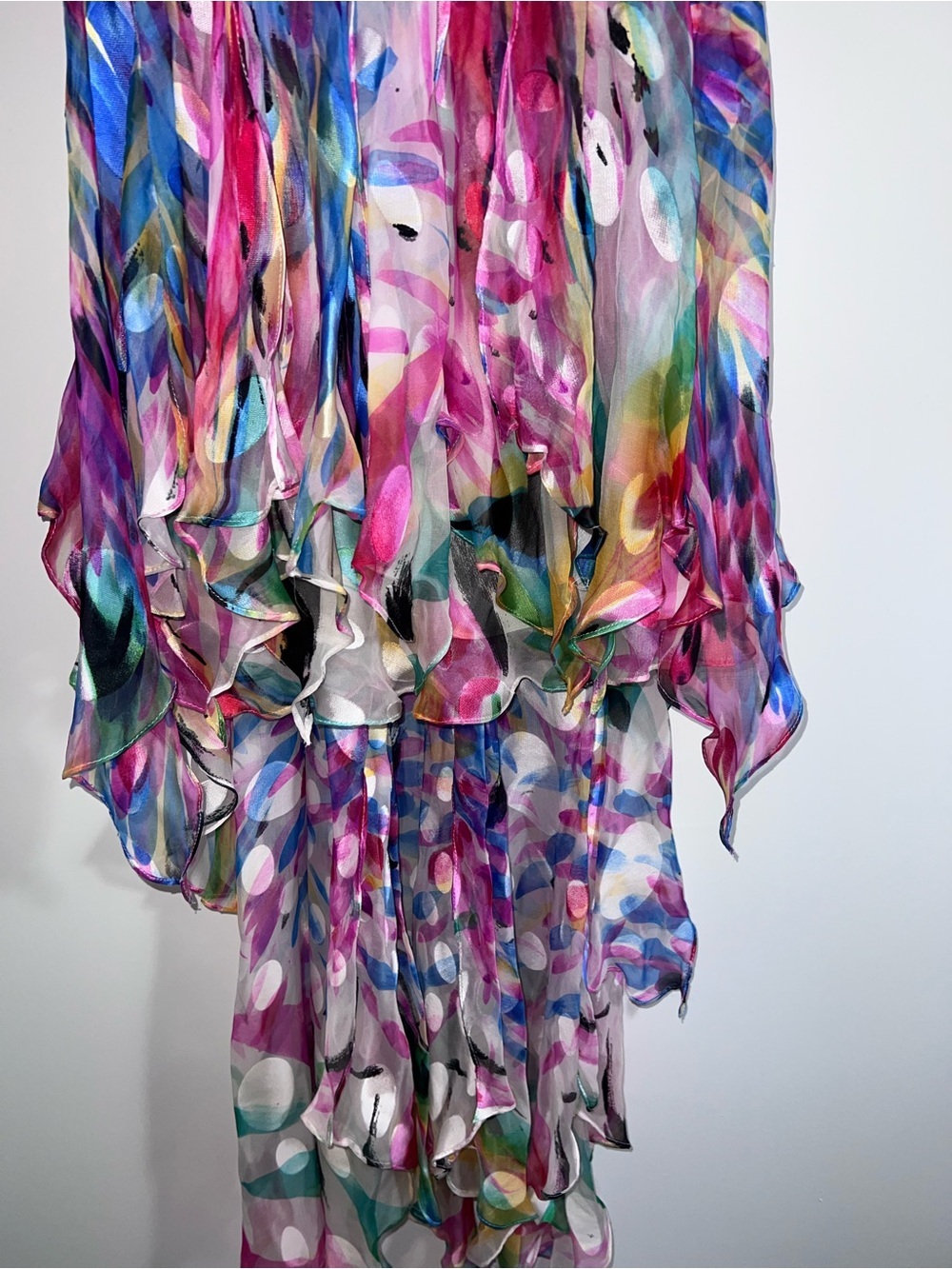 Vintage Lafemme colorful fairy ruffles silk dress size 2 - Picture 5 of 14